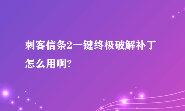 刺客信条2一键终极破解补丁怎么用啊?