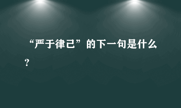 “严于律己”的下一句是什么？