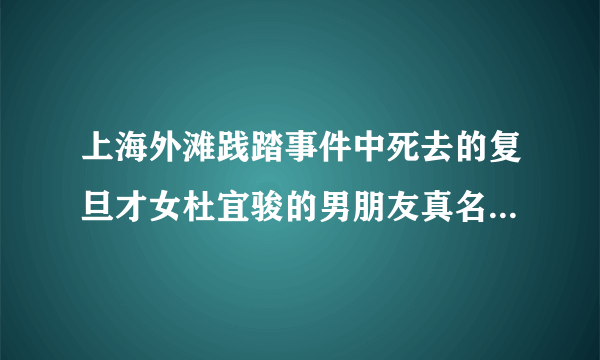 上海外滩践踏事件中死去的复旦才女杜宜骏的男朋友真名叫什么？越详细越好