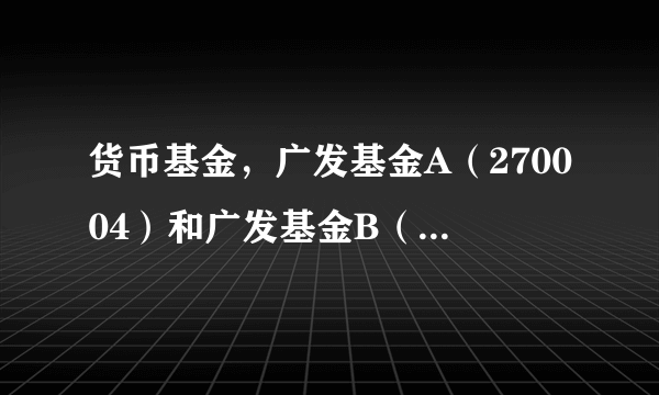 货币基金，广发基金A（270004）和广发基金B（270014）有什么区别？近段时间这两只好吗？