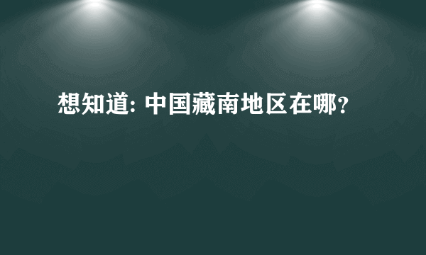 想知道: 中国藏南地区在哪？