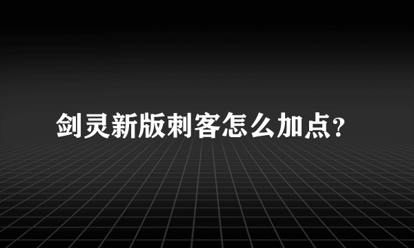 剑灵新版刺客怎么加点？