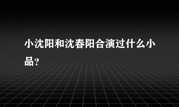 小沈阳和沈春阳合演过什么小品？