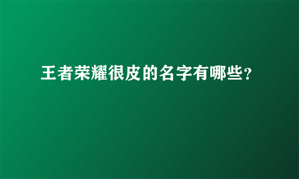 王者荣耀很皮的名字有哪些？