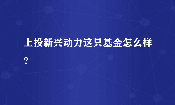 上投新兴动力这只基金怎么样？