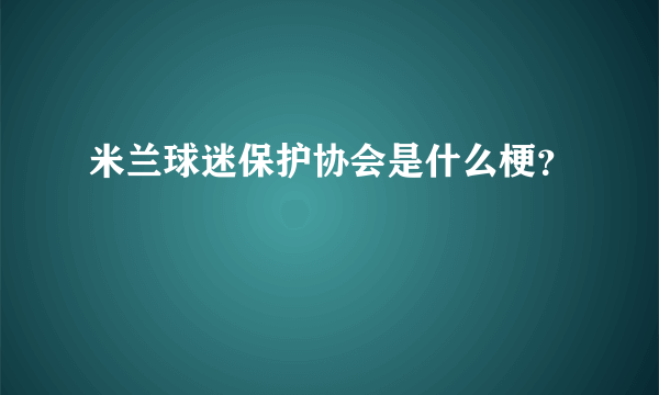 米兰球迷保护协会是什么梗？