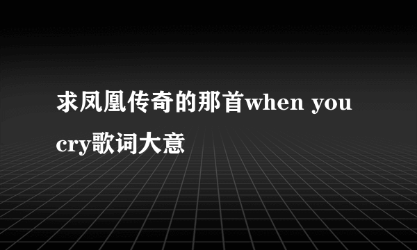 求凤凰传奇的那首when you cry歌词大意