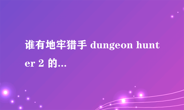 谁有地牢猎手 dungeon hunter 2 的攻略？在线等！