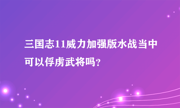 三国志11威力加强版水战当中可以俘虏武将吗？