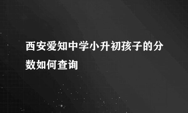 西安爱知中学小升初孩子的分数如何查询