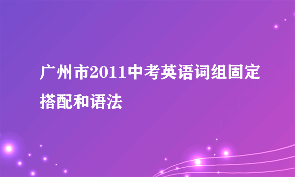 广州市2011中考英语词组固定搭配和语法