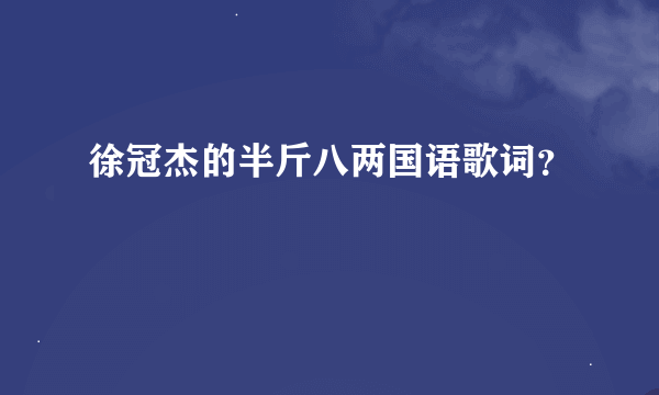 徐冠杰的半斤八两国语歌词？