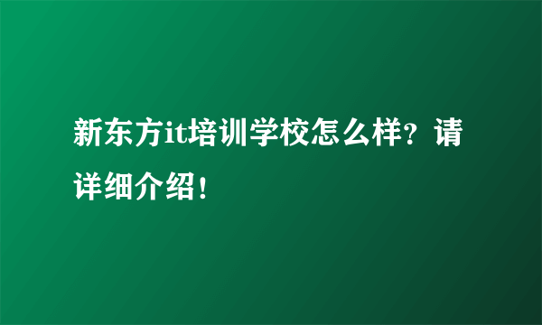 新东方it培训学校怎么样？请详细介绍！