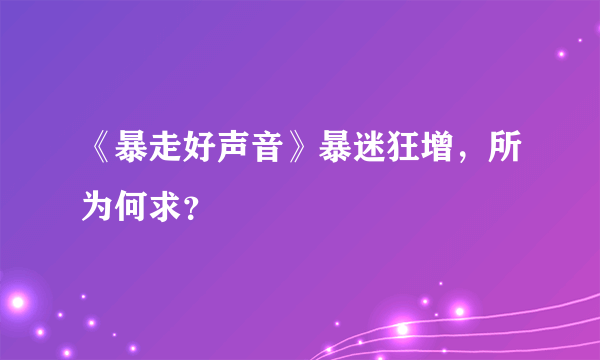 《暴走好声音》暴迷狂增，所为何求？