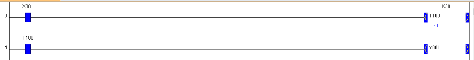 三菱PLC梯形图中t100k30是什么意思？