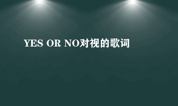 YES OR NO对视的歌词