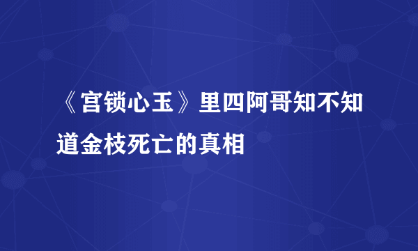 《宫锁心玉》里四阿哥知不知道金枝死亡的真相