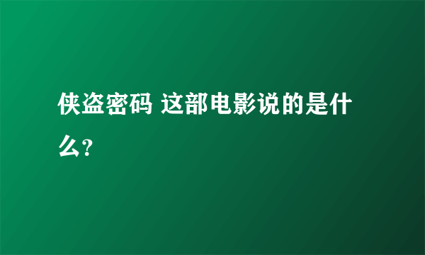 侠盗密码 这部电影说的是什么？