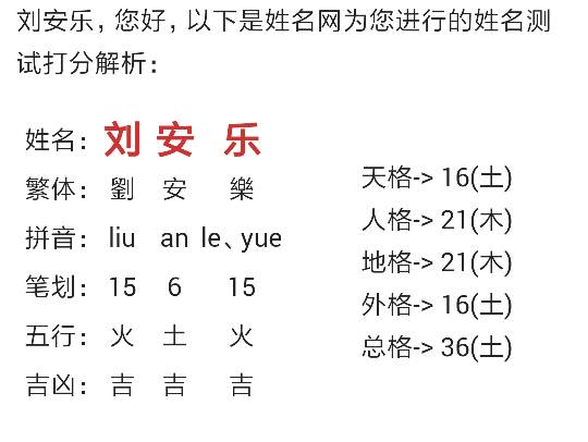 刘安乐这个名字多少分