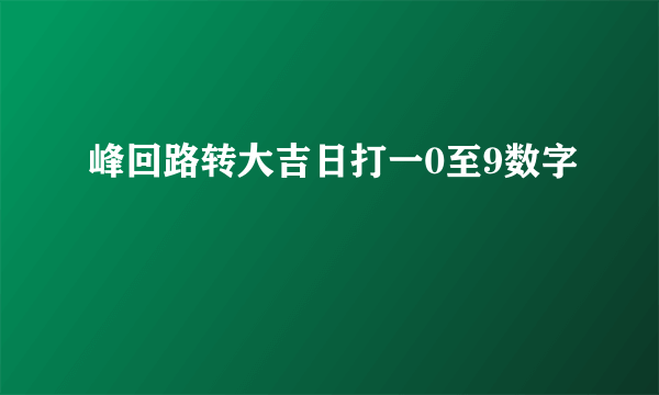 峰回路转大吉日打一0至9数字