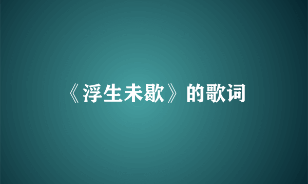 《浮生未歇》的歌词