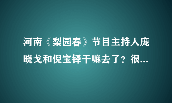 河南《梨园春》节目主持人庞晓戈和倪宝铎干嘛去了？很想知道他们的近况。