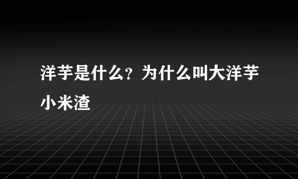 洋芋是什么？为什么叫大洋芋小米渣