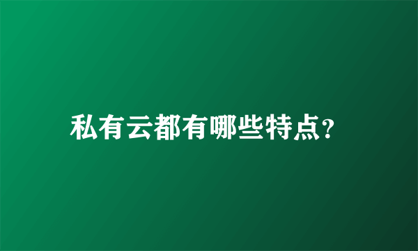 私有云都有哪些特点？