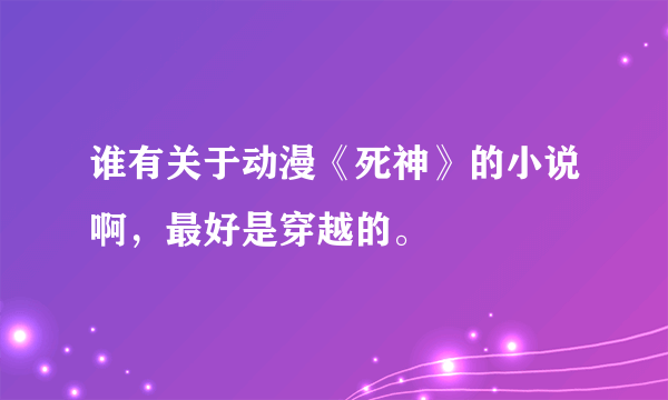 谁有关于动漫《死神》的小说啊，最好是穿越的。