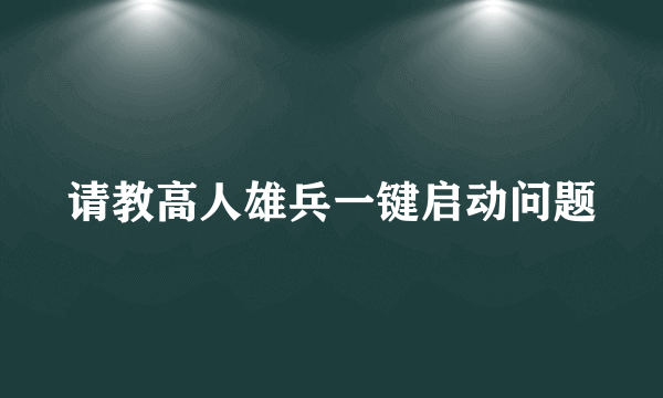 请教高人雄兵一键启动问题