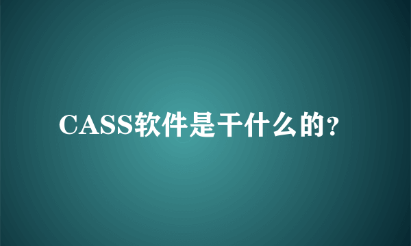 CASS软件是干什么的？