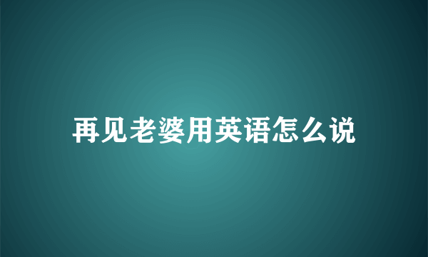 再见老婆用英语怎么说