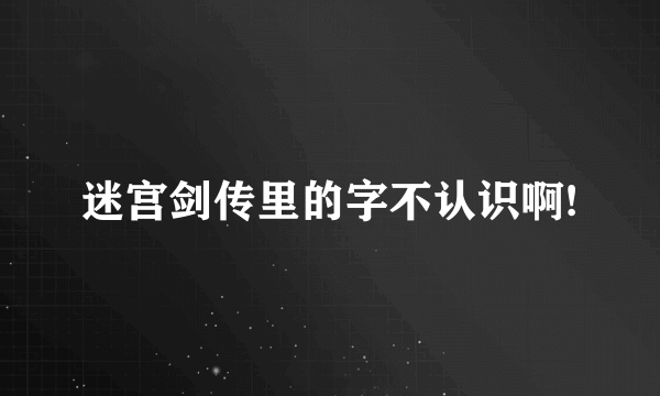 迷宫剑传里的字不认识啊!