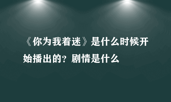 《你为我着迷》是什么时候开始播出的？剧情是什么