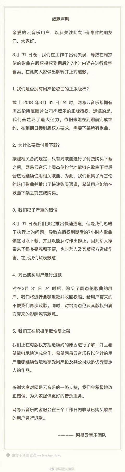 为什么网易云下架周杰伦的歌？