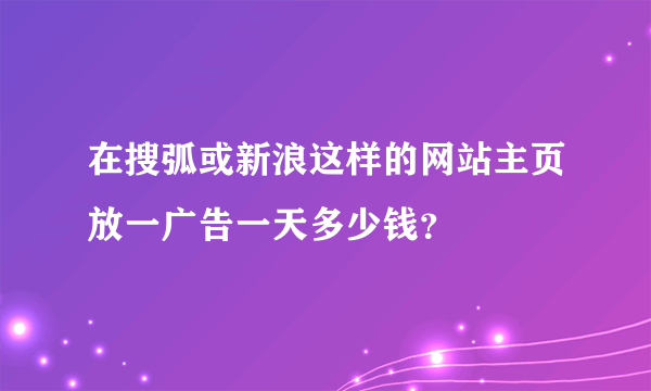 在搜弧或新浪这样的网站主页放一广告一天多少钱？