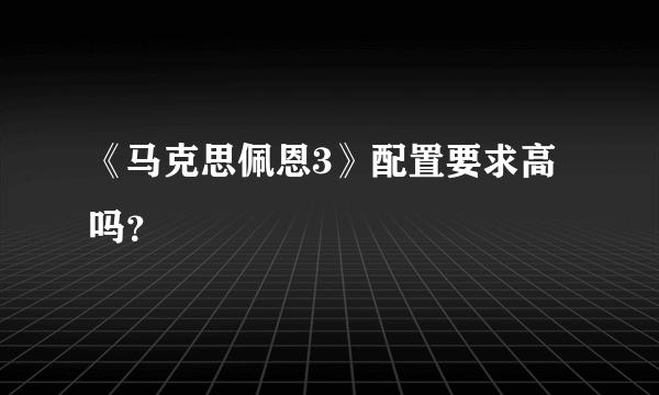 《马克思佩恩3》配置要求高吗？