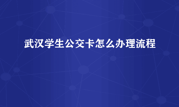 武汉学生公交卡怎么办理流程