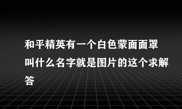 和平精英有一个白色蒙面面罩叫什么名字就是图片的这个求解答