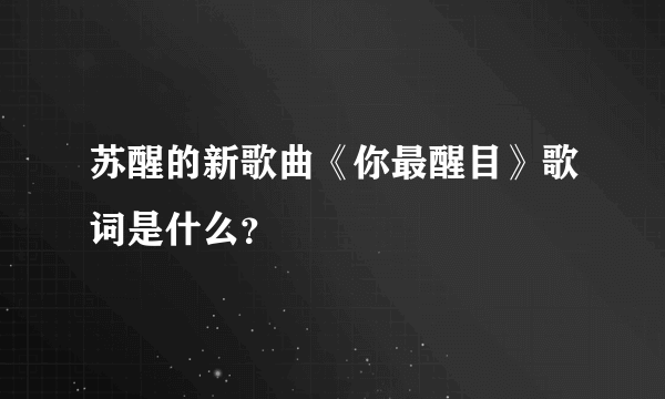 苏醒的新歌曲《你最醒目》歌词是什么？