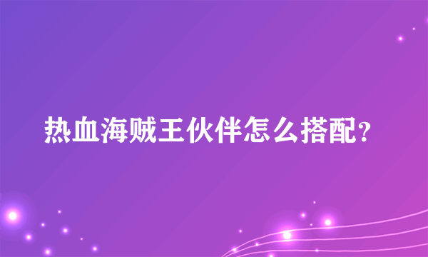 热血海贼王伙伴怎么搭配？