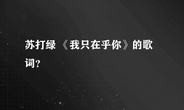 苏打绿 《我只在乎你》的歌词？