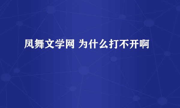 凤舞文学网 为什么打不开啊