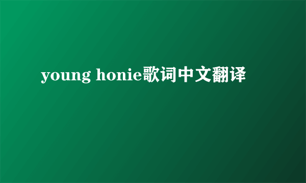 young honie歌词中文翻译