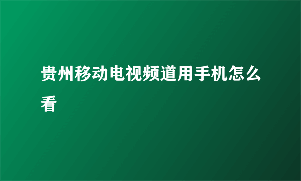 贵州移动电视频道用手机怎么看