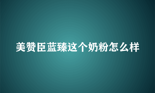 美赞臣蓝臻这个奶粉怎么样