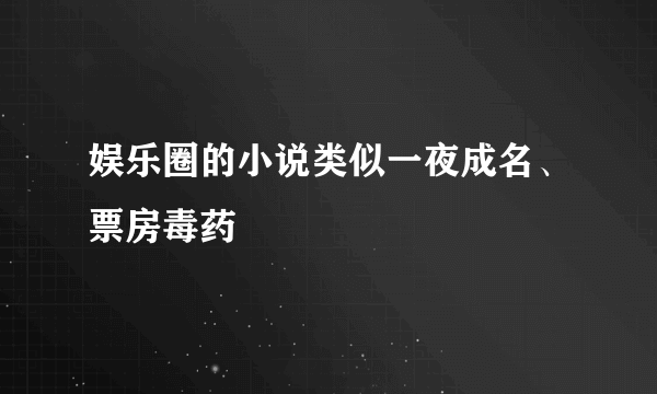 娱乐圈的小说类似一夜成名、票房毒药