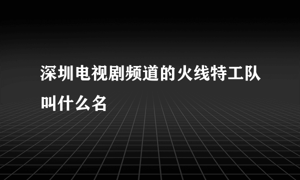 深圳电视剧频道的火线特工队叫什么名