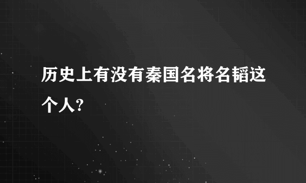 历史上有没有秦国名将名韬这个人?