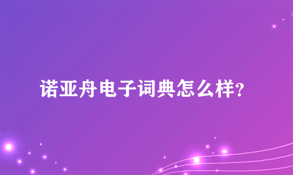 诺亚舟电子词典怎么样？